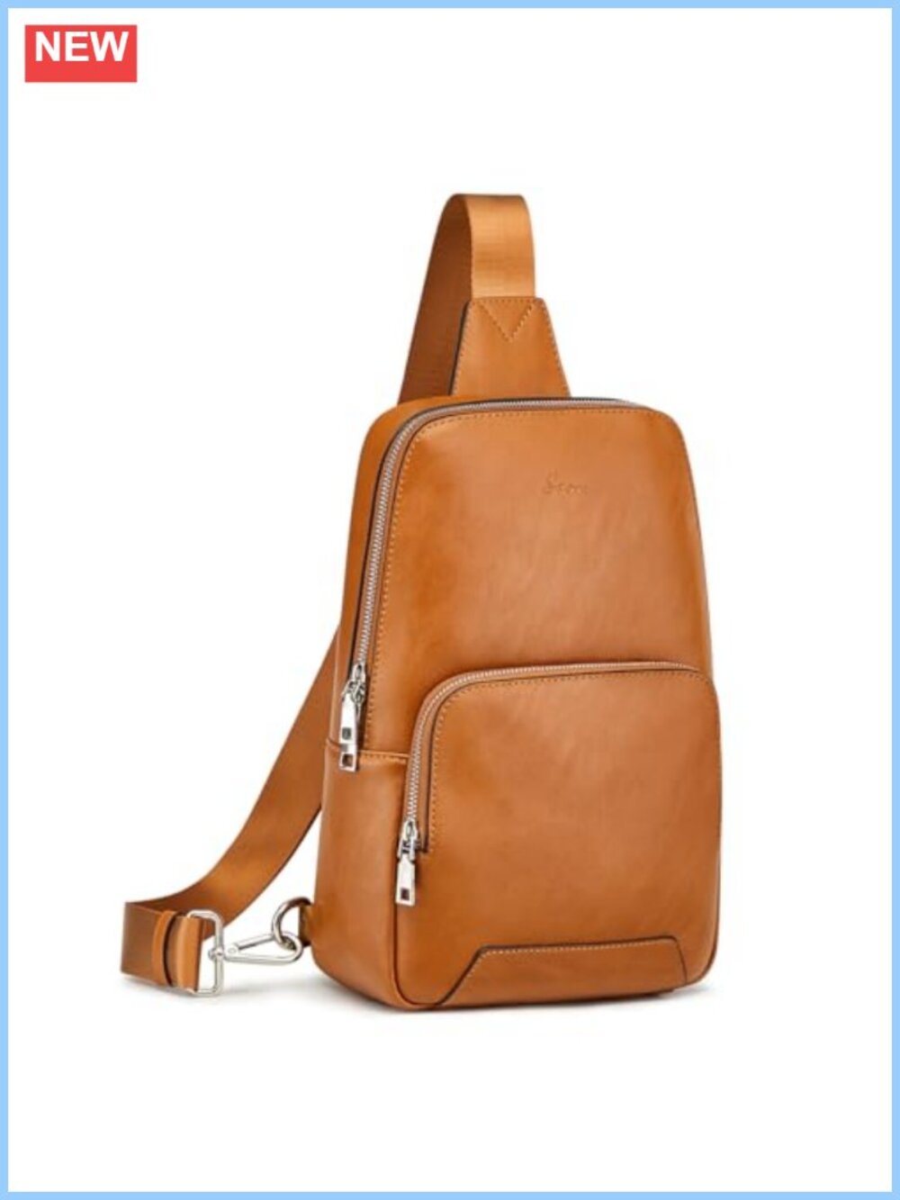 Genuine Leather Sling Bag RFID Blocking Crossbody Backpack Travel Daypack